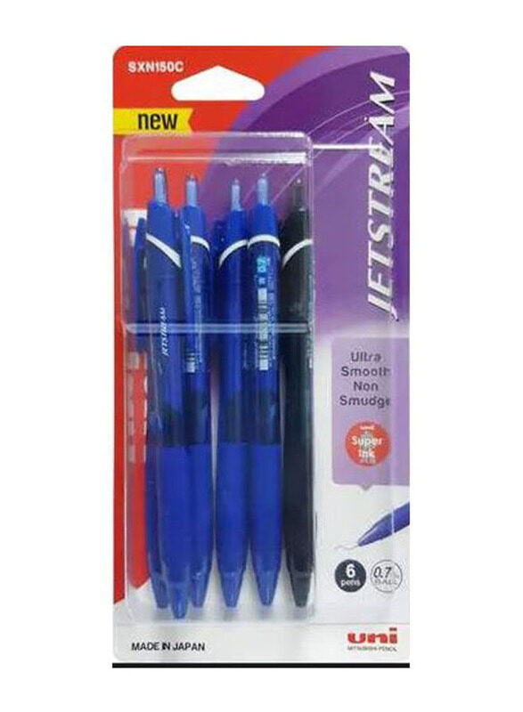 

Uniball Jetstream Ballpoint Pens, 0.7mm, 6 Pieces, Blue