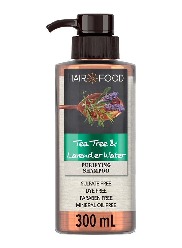 

Hair Foods Tea Tree & Lavender Water Dye Free Purifying Treatment Sulfate Free Shampoo, 300ml