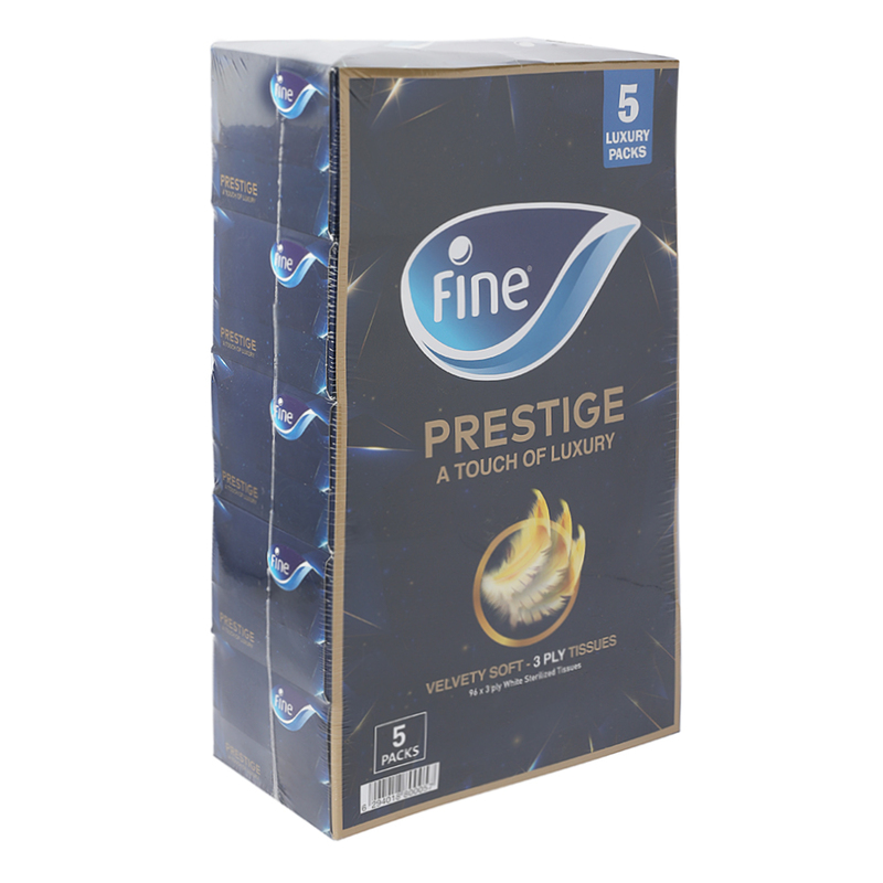 Fine Prestige Facial Tissues, 5 x 3 Ply x 96 Sheet