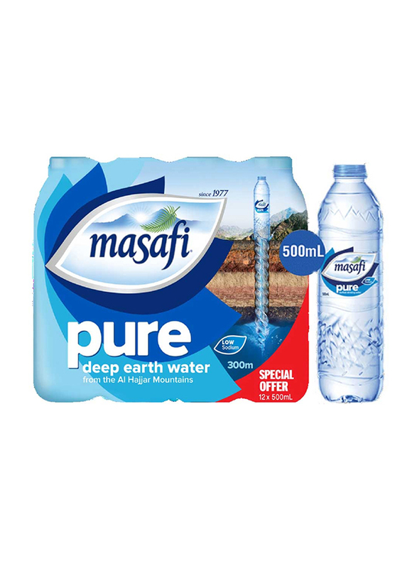 Masafi Bottled Drinking Water, 12 x 500 ml