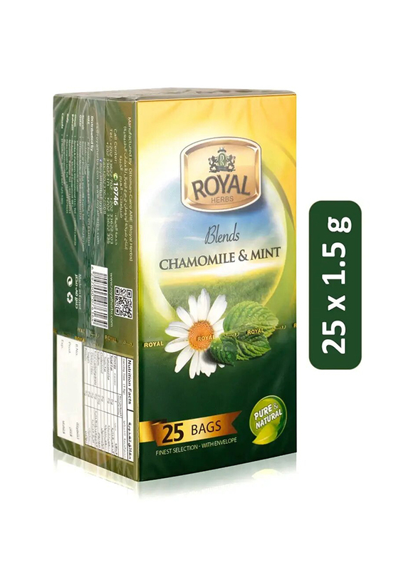 Royal Herbs Blends Camomile & Mint Black Tea Bags - 25 x 1.5g