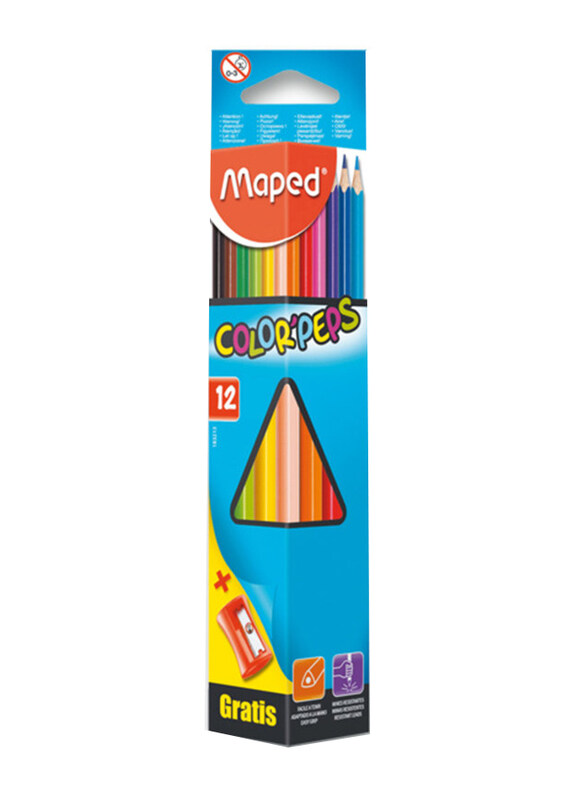 

Maped Peps Color Pencil with Sharpner, 12 Pieces, Multicolour