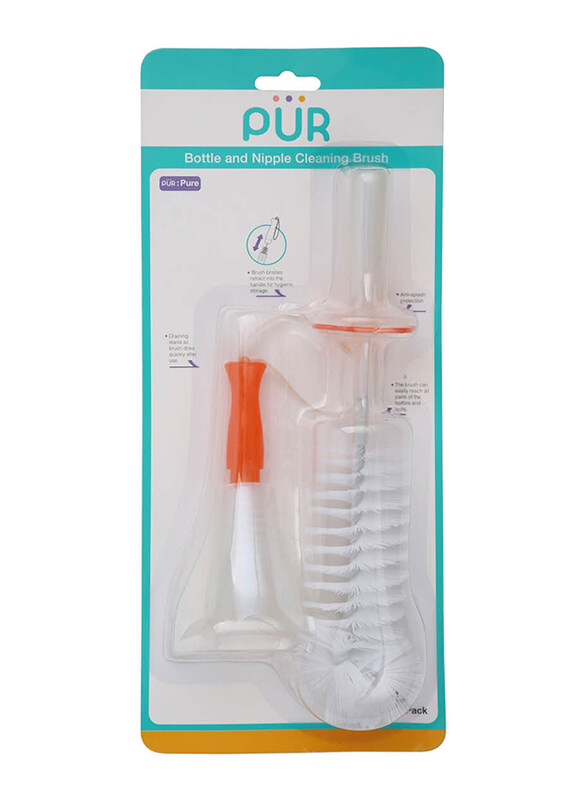 

Pur Bottle & Nipple Brushes with Stand, White/Orange