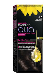 Garnier Olia No Ammonia Permanent Hair Colour, 4.0 Dark Brown