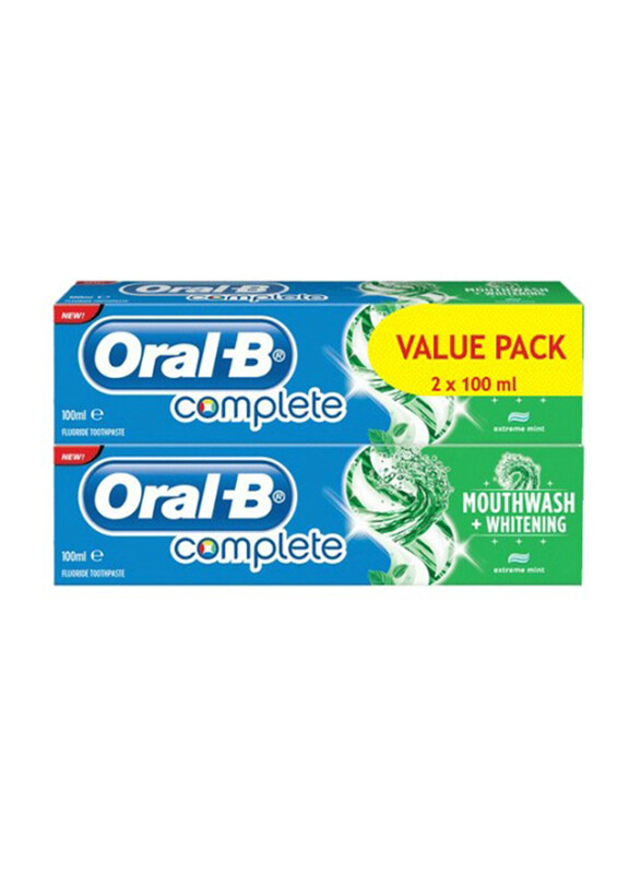 

Oral B Complete Mouthwash & Whitening Extreme Mint Toothpaste, 100ml, 2 Pieces