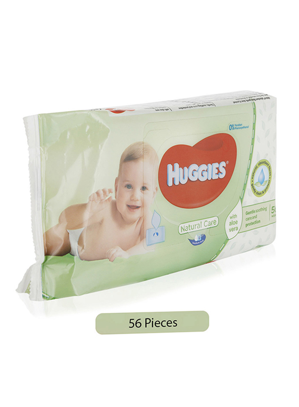 Huggies Natural Care Aloe Vera Baby Wipes for Babies, 56 Pieces