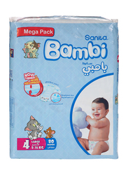 Sanita Bambi Baby Diapers, Size 4+, Large, Junior, Mega Pack, 8-16 kg, 80 Counts