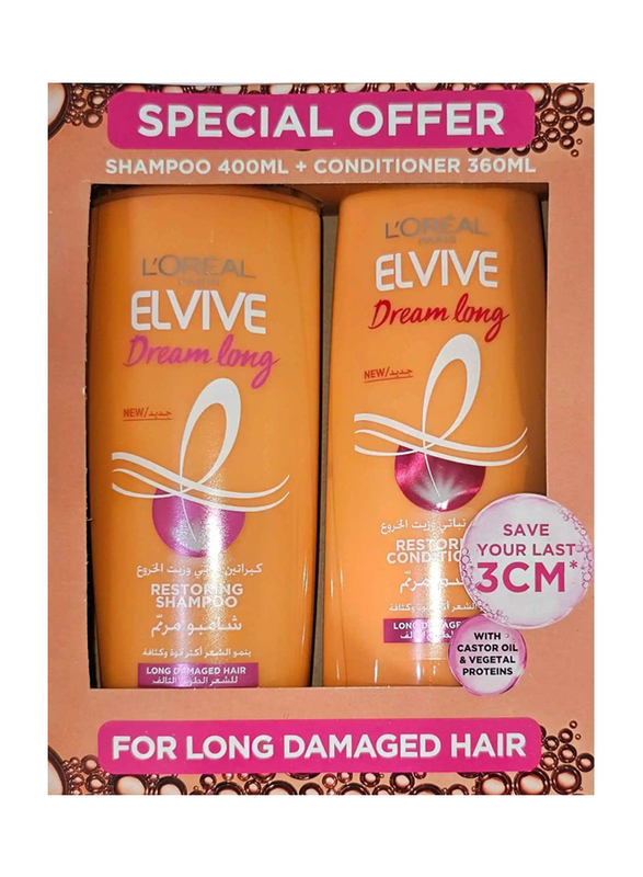 L'Oreal Paris Elvive Dream Long for Long Damage Hair Shampoo 400ml + Conditioner 400ml