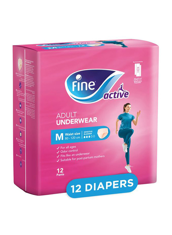 Fine Female Adult Diaper Pants, Medium, 12 Pieces