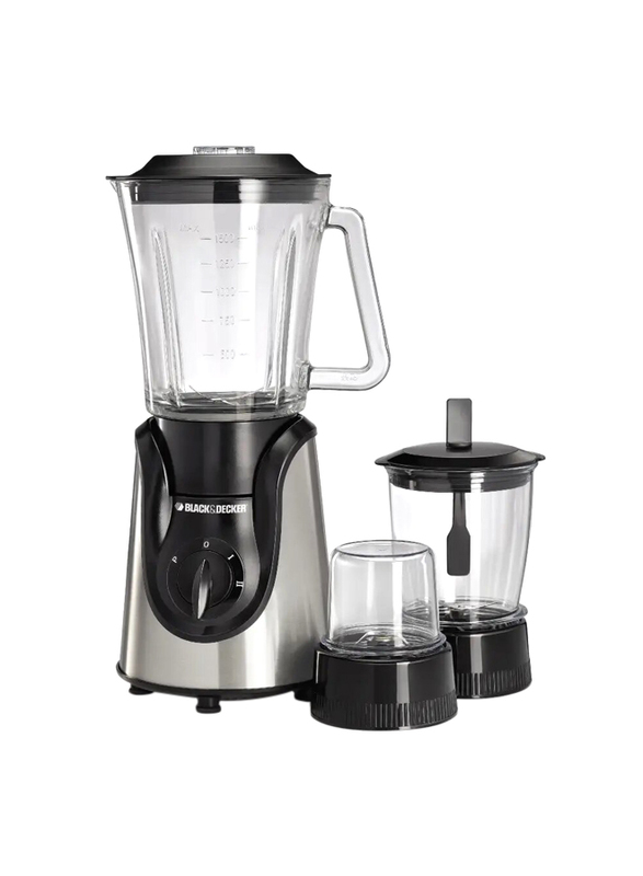 Black+Decker BX600G-B5 600W Glass Blender with with Grinder and Mincer Chopper - White and Black