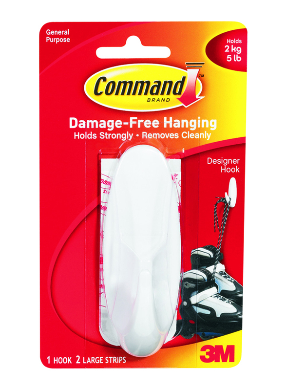 3M Command Designer Hook, Large, White