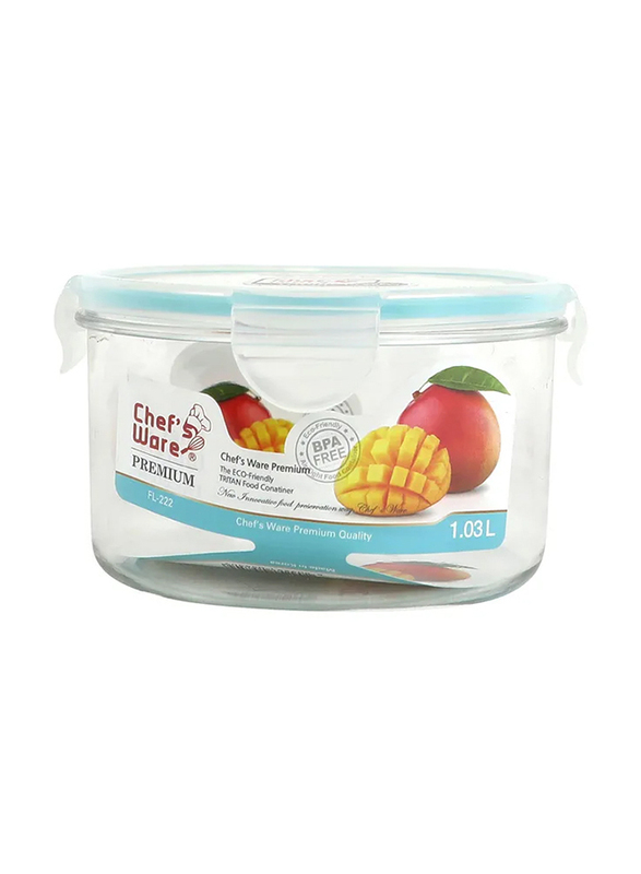 Chef's Ware Premium Tritan Round Container, 1030ml, Clear