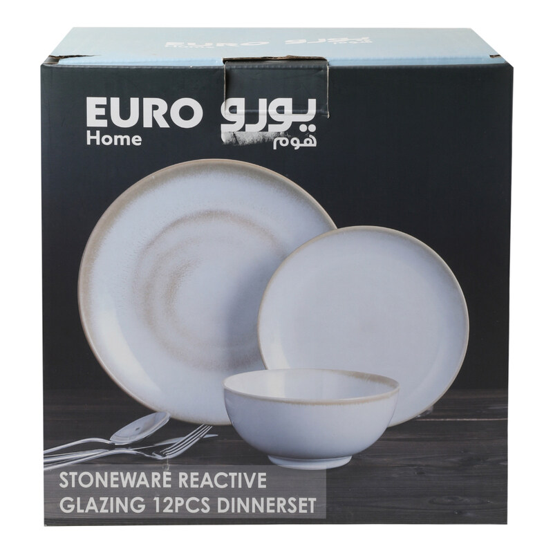 

Euro-Home 12-Piece Stoneware Reactive Glazing Dinner Set, White