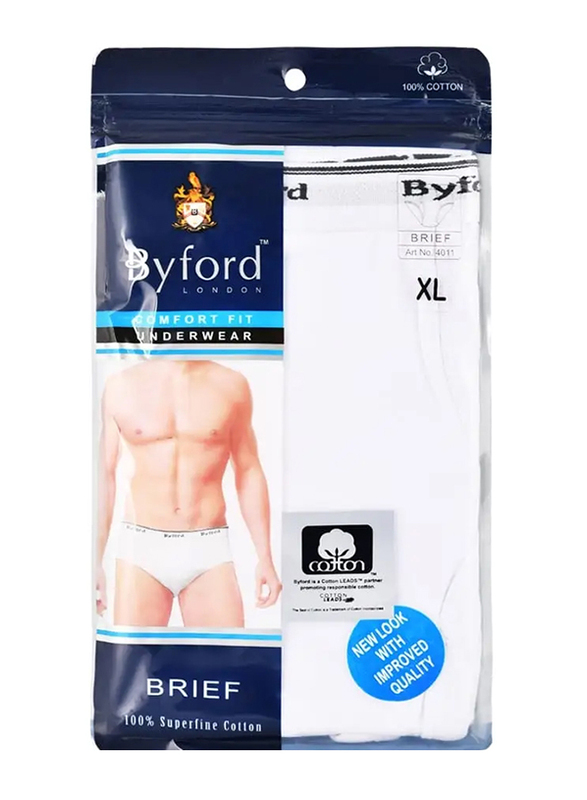 

Byford London Comfort Fit Brief for Men's, White, Extra Large