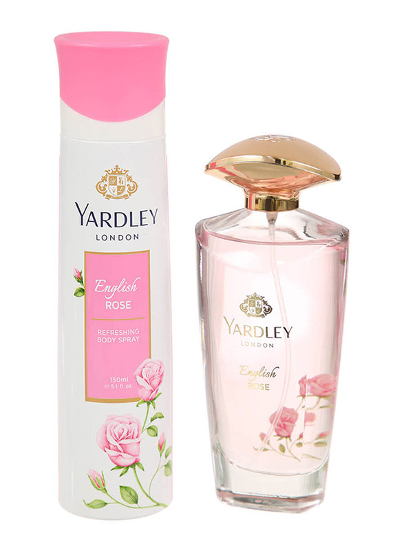 Yardley London 2-Piece English Rose Perfumed Gift Set for Women, 125ml EDT, 150ml Body Spray