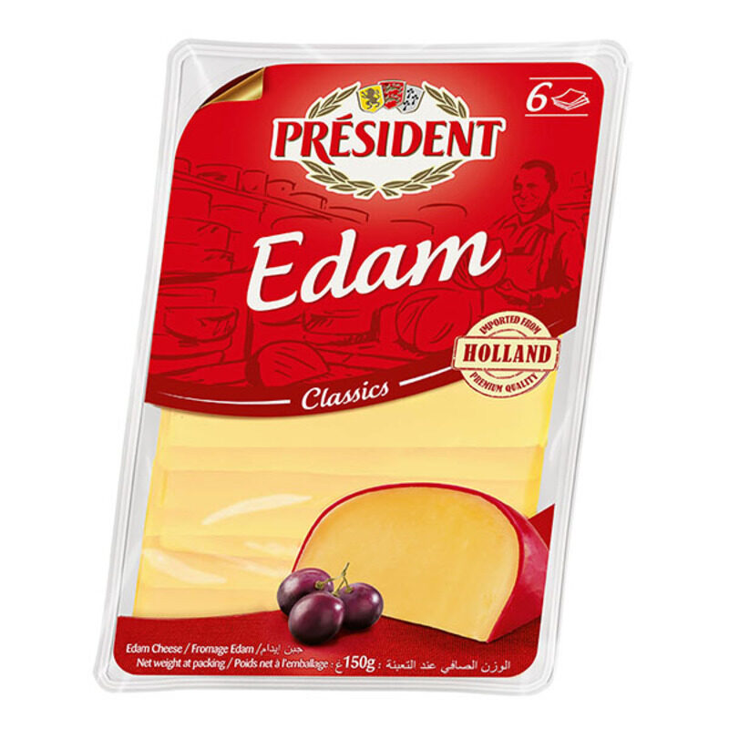 

President Classic Edam Cheese Slices, 150 g