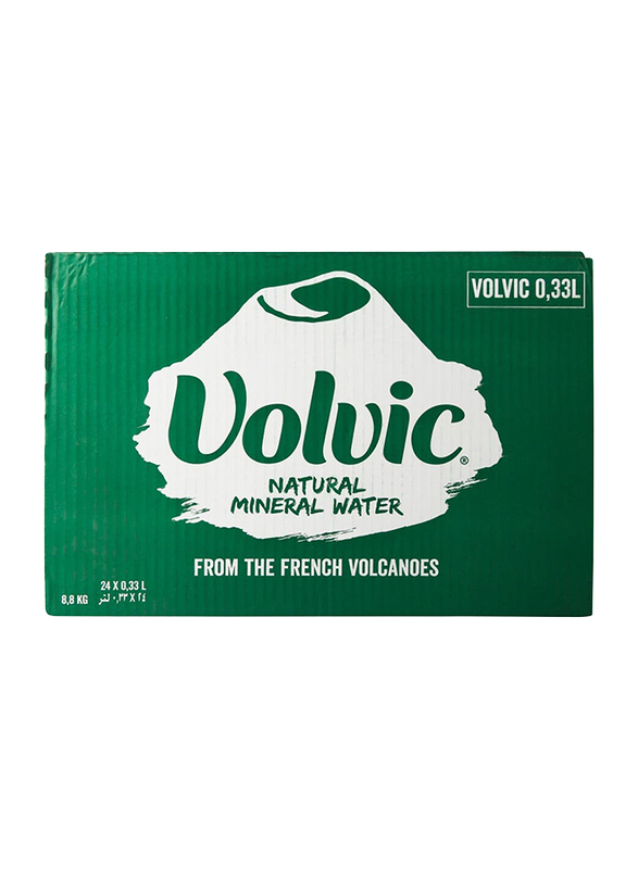Volvic Natural Mineral Water Bottle, 24 x 0.33 Liter