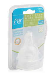Pur Anti-Colic Fast Flow Wide Neck Silicone Teats, 2 Pieces, Clear