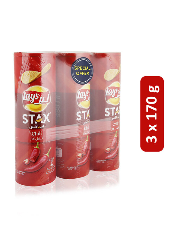 

Lay's Stax Chili Potato Crisps, 3 x 170g