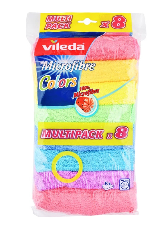 Vileda Multi-Purpose Microfiber Cloth, 8-Pieces, Multicolour