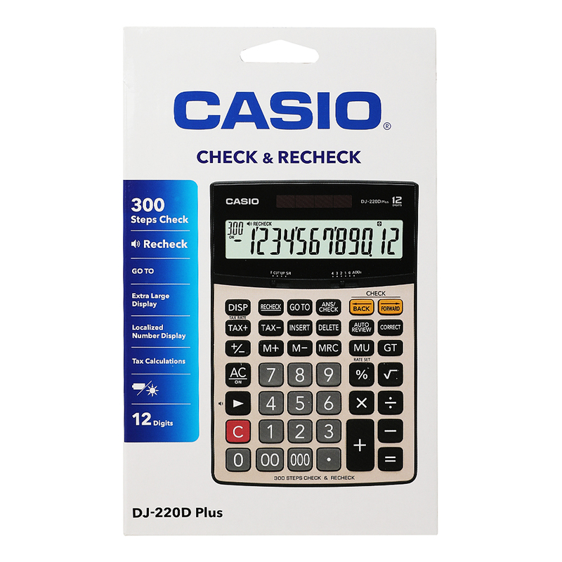 Casio DJ-220D Plus 12-Digit Financial and Business Calculator, Black/Beige