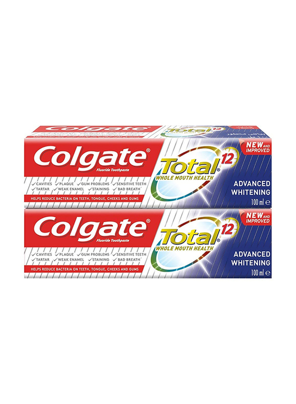 Colgate Total 12 Advanced White Toothpaste, 100ml, 2 Piece