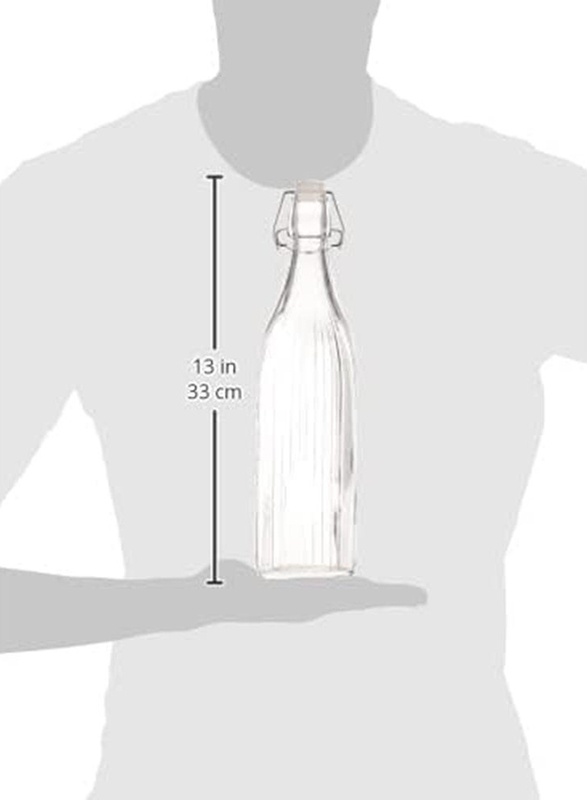 Sunray Striped Square Bottle, 1000ml, Clear