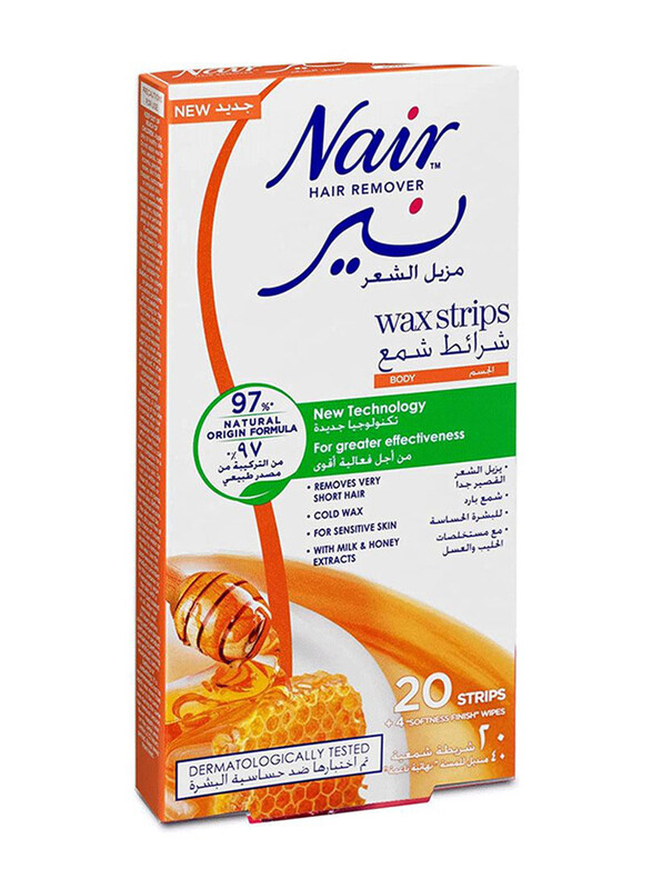 

Nair Hair Remover Body Wax Strips with Milk & Honey Extract, 20 Strips