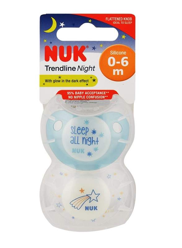 Nuk 2-Pieces Night & Day Silicone Baby Teether, Multicolour