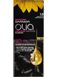 Garnier Olia No Ammonia Permanent Hair Color with 60% Oils, 1.0 Deep Black