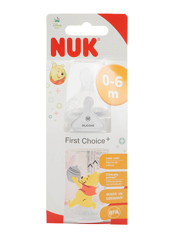 Nuk First Choice Plus Winne Disney Pooh and Tigger Printed Feeding Bottle, 150ml, 0-6 Months, Multicolour