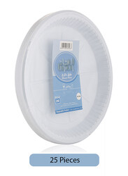 Union 25-Pieces Disposable Plastic Dinner Plates, White