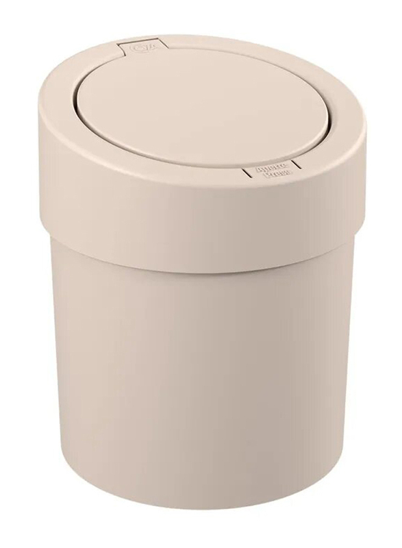 Coza Plastic Flora Press Trash Can, 5 Liter, Sand