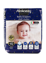 Alokozay Premium Baby Diapers, Size 4+, 10-16 kg, 15 Count