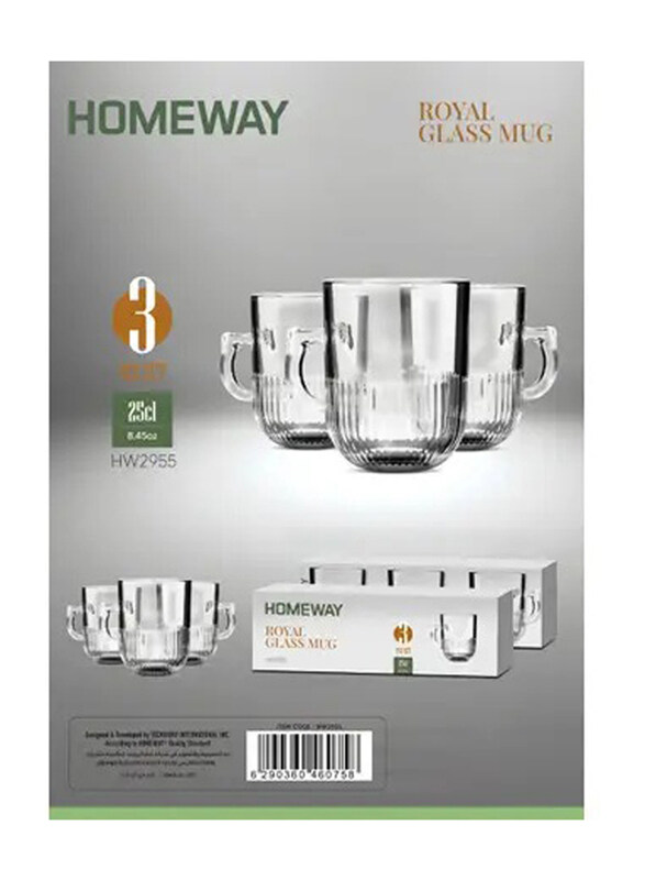 

Homeway Glass Mug Royal, 3 Pcs