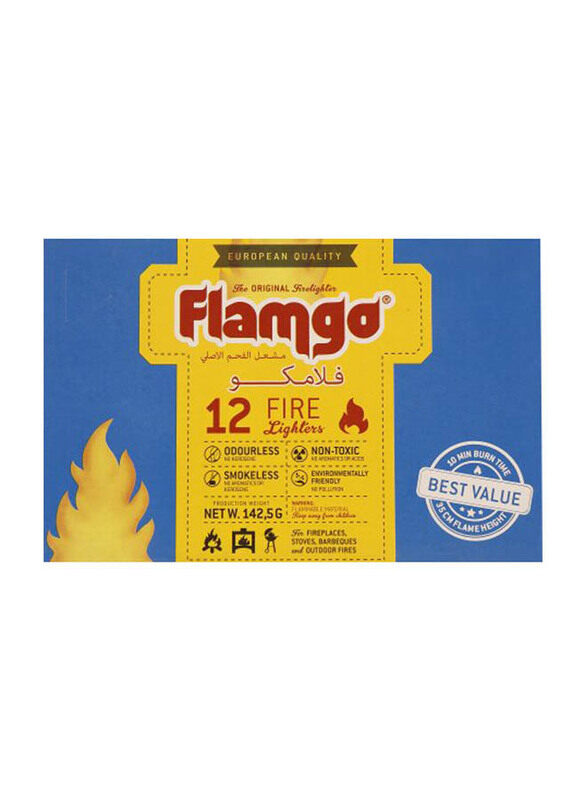 

Flamgo Fire Lighter Charcoal Starter Cubes, 12 x 142.5gm, Multicolour