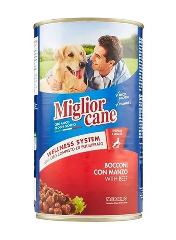Miglior Cane Chunks with Beef Dog Wet Food, 405 g