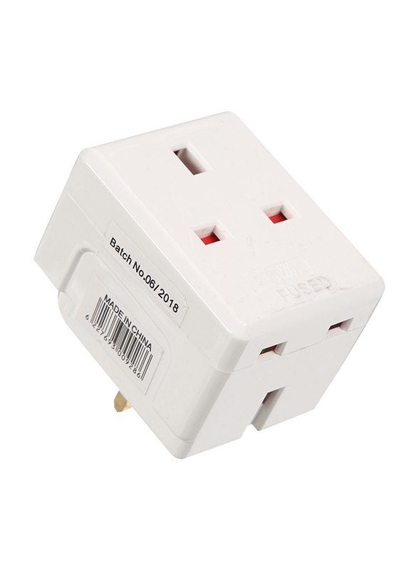 Sirocco 3 Way Wall Adapter, 13A, White