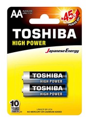 Toshiba High Power AA Alkaline Batteries, 1.5V, 2 Pieces, Multicolour