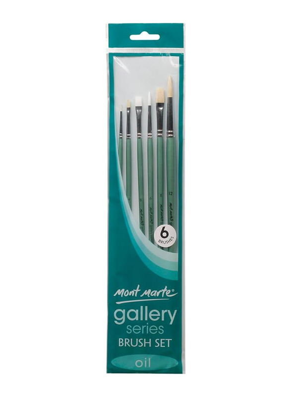 Mont Marte Gallery Oils Brush Set, 6 Pieces, Green