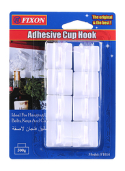 Fixon Adhesive Cup Hooks, 8-Piece, White