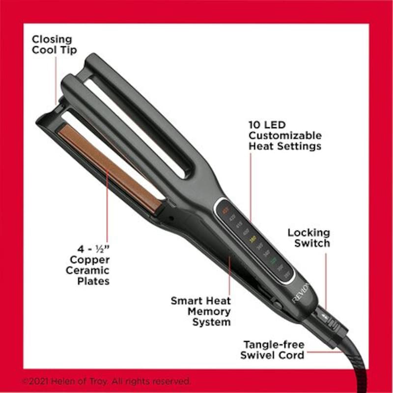 Revlon Double Straight Copper Ceramic Dual Plate Hair Straightener, RVST 2204, Black