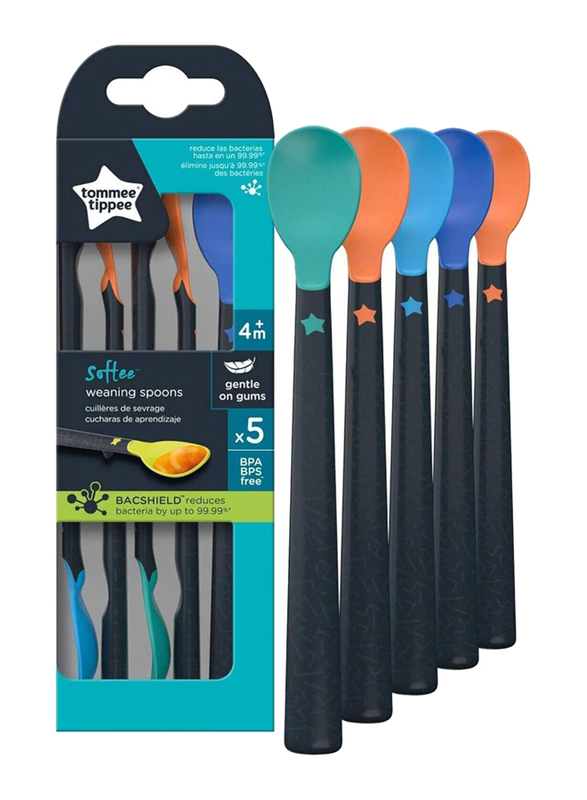 Tommee Tippee Softee Weaning Spoons, 5 Pieces, 4+ Months, Multicolour