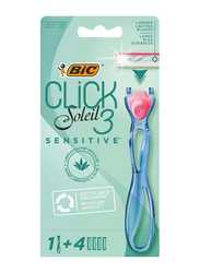 BiC Click 3 Soleil Shaver Sensitive Leaf Blade, 4 Pieces