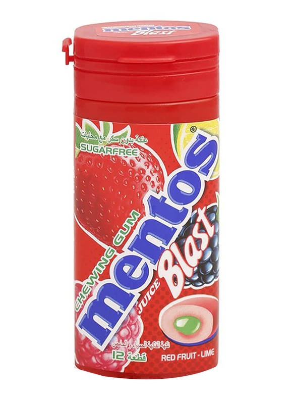 Mentos Juice Blast Red Fruit & Lime Chewing Gum, 12 x 24g