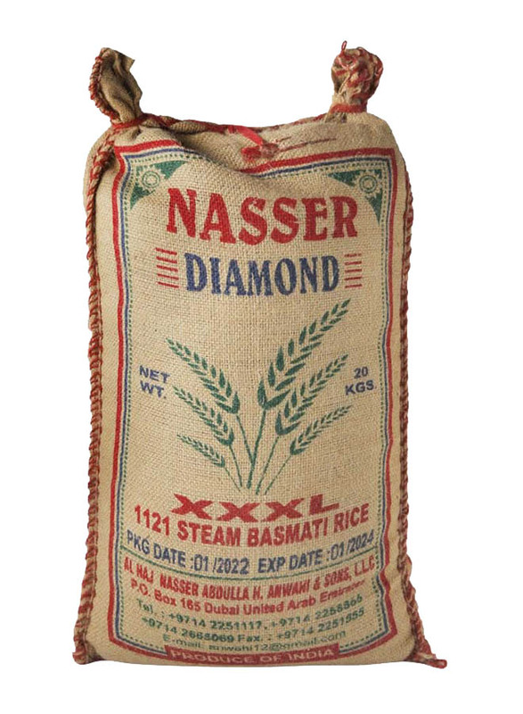 Nasser Diamond XXXL 1121 Steam Basmati Rice, 20 Kg