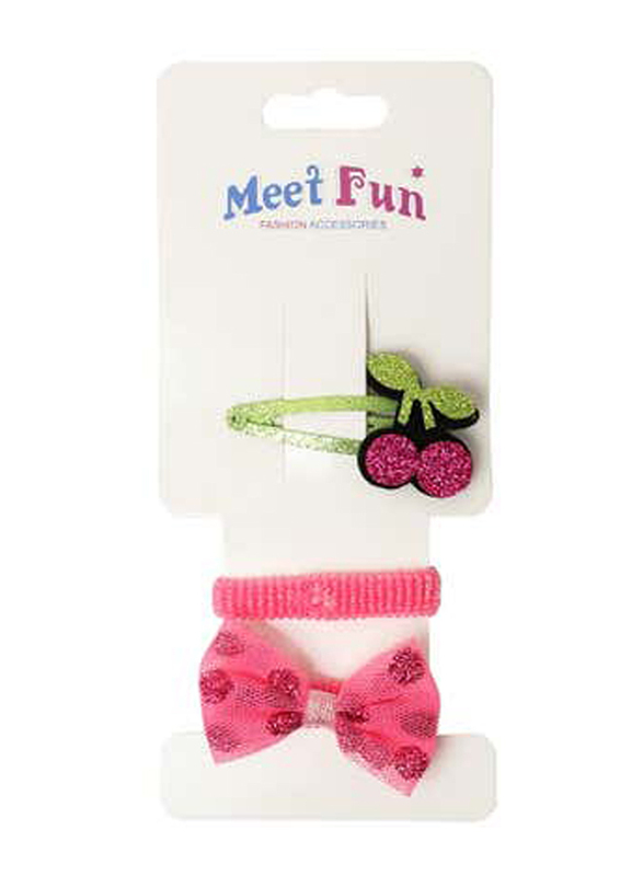 Meet Fun Fashion Accessories 2 Hair Rubber Band and 1 Clip Set, 3 Pieces