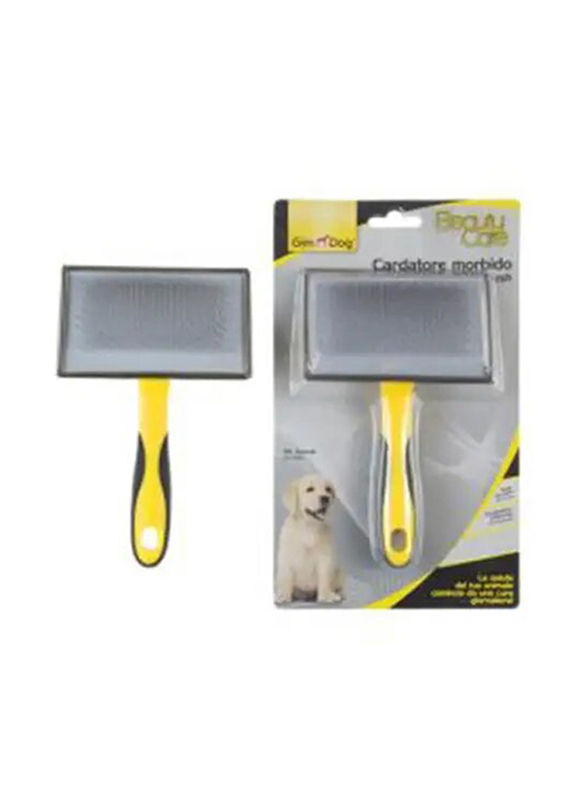 Gimborn Soft Dog Slicker Brush, Medium, Grey/Yellow