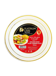 Platinum Care Ivory Dinner Plate Stamp with Golden Edge, 20 Piece