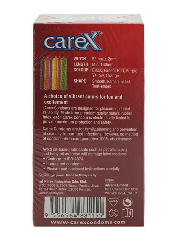 Carex Colours Condoms, 12 Piece
